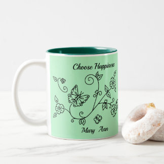 Green Butterfly Reminder Mug Zweifarbige Tasse
