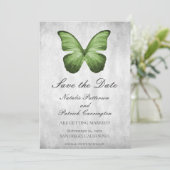 Green Butterfly Save the Date einladen Einladung (Stehend Vorderseite)