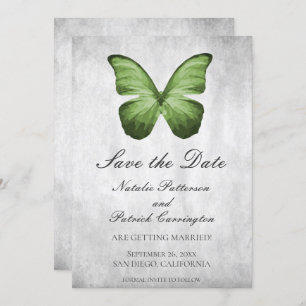 Green Butterfly Save the Date einladen Einladung