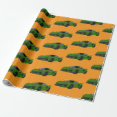 Green C8 Corvette Sportwagen Handgezeichnet Geschenkpapier (Ungerollt)