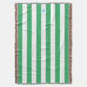Green Cabana Strip & Personalisiert Blue Monogram Decke (Vorderseite Vertikal)