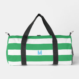 Green Cabana Strip & Personalisiert Blue Monogram Duffle Bag