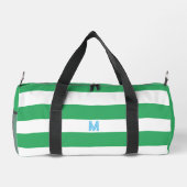 Green Cabana Strip & Personalisiert Blue Monogram Duffle Bag (Rückseite)