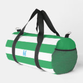 Green Cabana Strip & Personalisiert Blue Monogram Duffle Bag (Rechte Ecke)