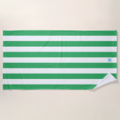 Green Cabana Strip & Personalisiert Blue Monogram Strandtuch (Vorderseite)