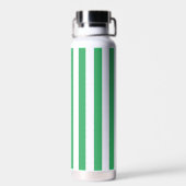 Green Cabana Strip & Personalisiert Blue Monogram Trinkflasche (Rückseite)