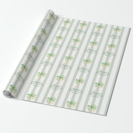 Green Cabana Stripes Palm Beach Club Geschenkpapier