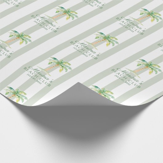 Green Cabana Stripes Palm Beach Club Geschenkpapier (Ecke)