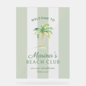 Green Cabana Stripes Palm Beach Club Welcome Acrylschild (Vorderseite)