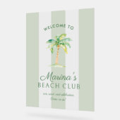 Green Cabana Stripes Palm Beach Club Welcome Acrylschild (Winkel)
