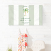 Green Cabana Stripes Palm Beach Club Welcome Banner (Insitu)