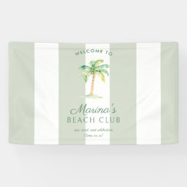 Green Cabana Stripes Palm Beach Club Welcome Banner