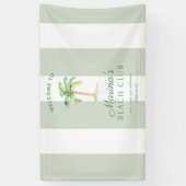 Green Cabana Stripes Palm Beach Club Welcome Banner (Vertikal)