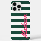 Green Cabana Stripes Retro Monogram Case-Mate iPhone Hülle (Rückseite)