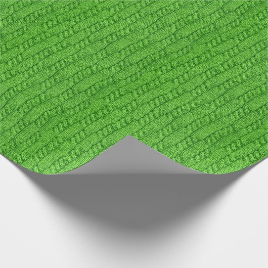 Green Cable Sweater Muster Weihnachten Geschenkpapier (Ecke)