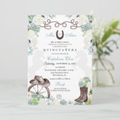 Green Cacti Western Horseshoe Charra Quinceanera Einladung (Stehend Vorderseite)