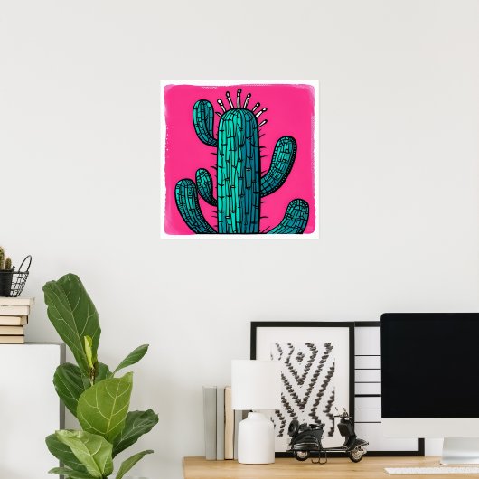 Green Cactus - Art Print Poster (Heimbüro)