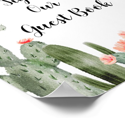 Green Cactus Bitte unterschreiben Sie unser Gästeb Poster (Ecke)