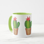 Green Cactus Blume Bloom Cacti Garden Tasse (Vorderseite Links)
