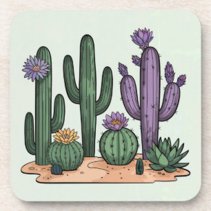 Green Cactus Blume Untersetzer Set