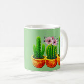 Green Cactus Floral Custom Tasse (VorderseiteRechts)