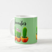 Green Cactus Floral Custom Tasse (Vorderseite Links)