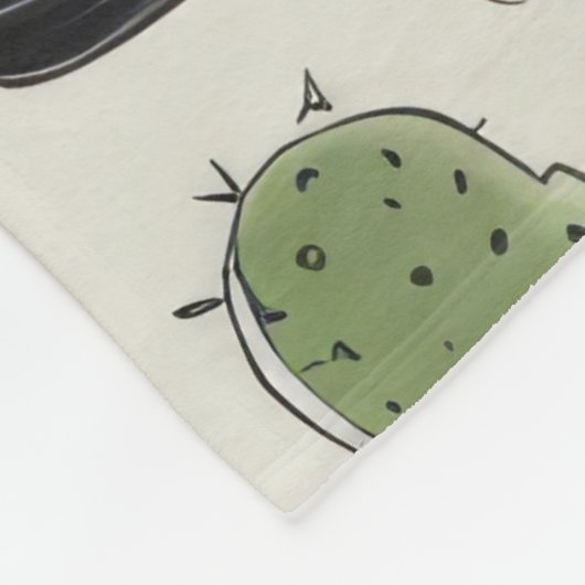 Green Cactus Pattern Fleecedecke (Ecke)