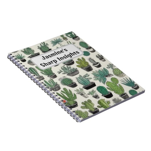 Green Cactus Pattern Personalisiert Notizblock (Rechte Seite)