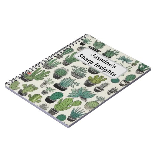 Green Cactus Pattern Personalisiert Notizblock (Linke Seite)