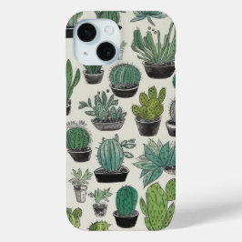 Green Cactus Pattern Phone Case