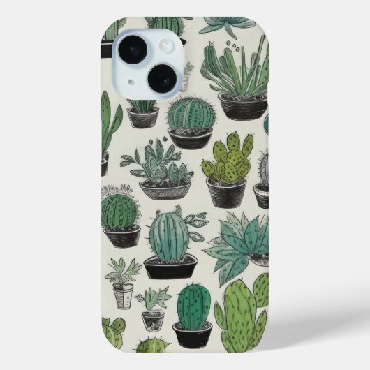 Green Cactus Pattern Phone Case (Rückseite)