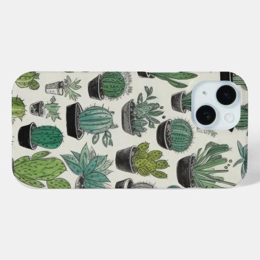 Green Cactus Pattern Phone Case (Rückseite (Horizontal))