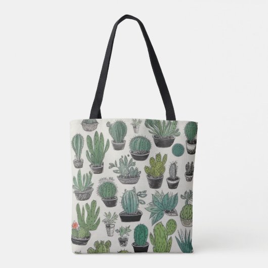 Green Cactus Pattern Tasche (Rückseite)