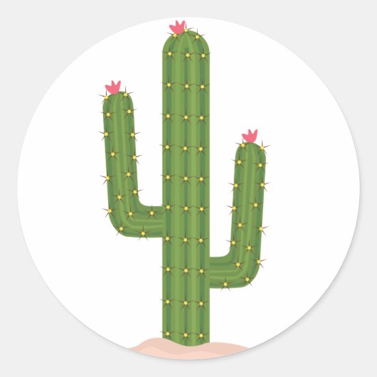 Green Cactus Pink Blume Stickers (Vorderseite)