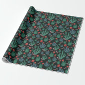 Green cactus wrapping paper on dark background geschenkpapier (Ungerollt)