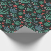 Green cactus wrapping paper on dark background geschenkpapier (Ecke)