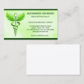 Green Caduceus Alternative Medicine Light Standard Visitenkarte (Vorne/Hinten)
