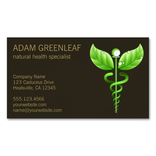 Green Caduceus Alternative Medicine Magnet (Vorderseite)