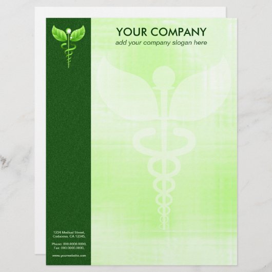 Green Caduceus Alternative Medicine Symbol formell Briefkopf (Vorne/Hinten)