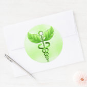 Green Caduceus Alternative Medicine Symbol Runder Aufkleber (Umschlag)