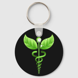 Green Caduceus Medical Alternative Medicine Black Schlüsselanhänger