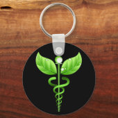 Green Caduceus Medical Alternative Medicine Black Schlüsselanhänger (Vorderseite)