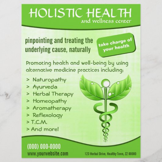Green Caduceus Symbol Holistic Health Vertical Flyer (Vorne)
