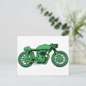 Green Café Racer Vintag Motorrad Postkarte (Stehend Vorderseite)