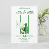 Green Cala Lily Wedding Einladungskarte Einladung (Stehend Vorderseite)