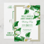 Green Cala Lily Wedding Einladungskarte Einladung (Vorne/Hinten)