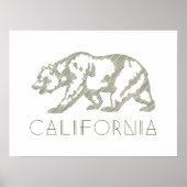 Green California Grizzly Bear Typography Art Print Poster (Vorne)