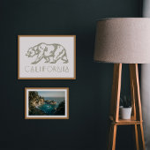 Green California Grizzly Bear Typography Art Print Poster