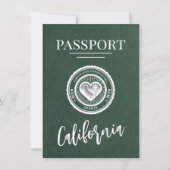 Green California Passport Save the Date (Vorderseite)
