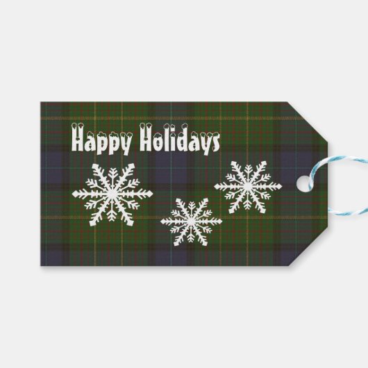 Green California Tartan kariert Xmas Urlaub Brust Geschenkanhänger (Vorderseite (Horizontal))